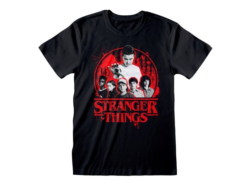 Тениска с къс ръкав Stranger Things Circle Logo Черен Унисекс