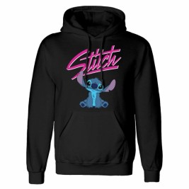 Унисекс суичър с качулка Stitch Script Черен