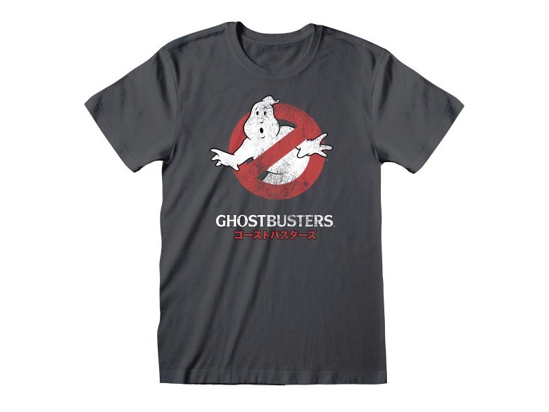 Унисекс тениска с къс ръкав The Ghostbusters Japanese Text Тъмно сив