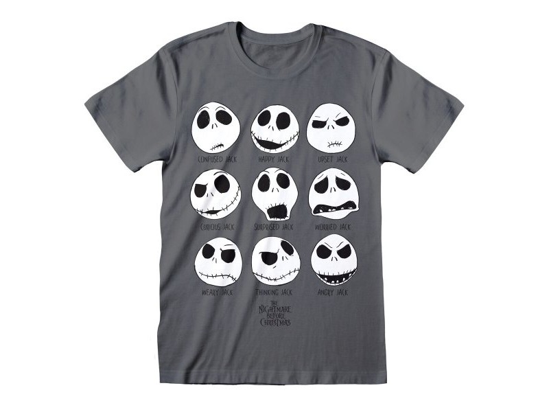Унисекс тениска с къс ръкав The Nightmare Before Christmas Many Faces Тъмно сив