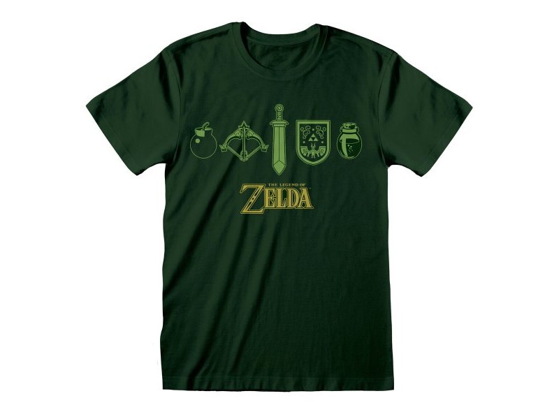 Унисекс тениска с къс ръкав The Legend of Zelda Icons Тъмнозелено
