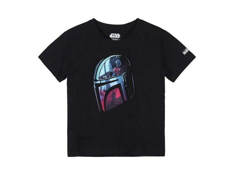 Детски Тениска с къс ръкав The Mandalorian Черен