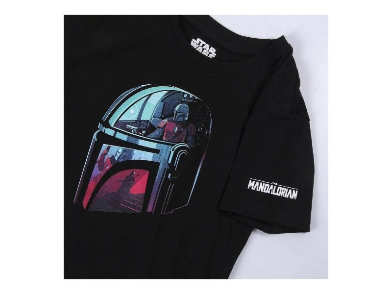 Детски Тениска с къс ръкав The Mandalorian Черен
