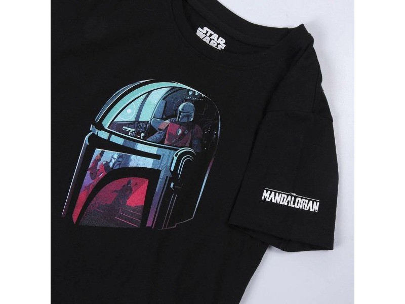 Детски Тениска с къс ръкав The Mandalorian Черен