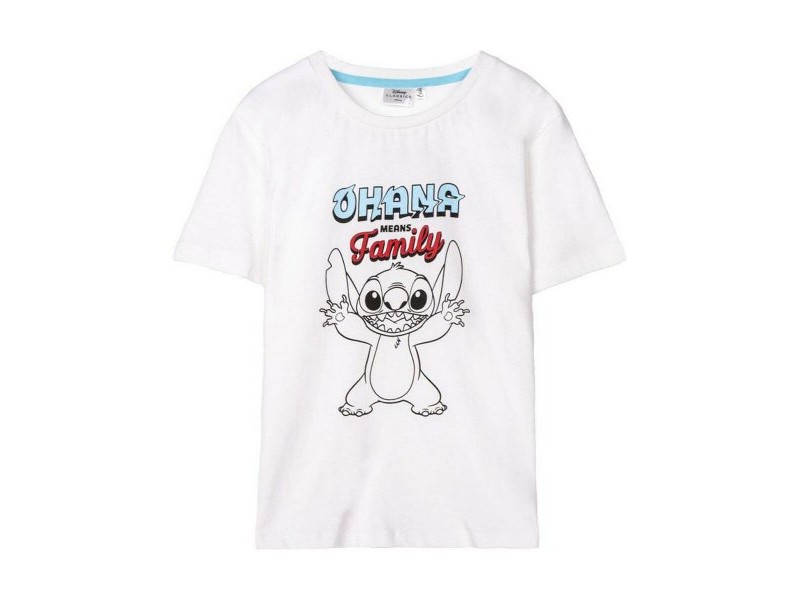 Тениска с къс ръкав Stitch Бял