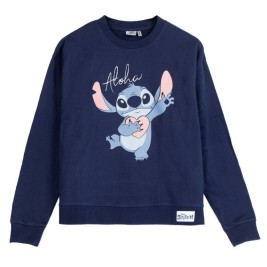 Дамски суичър без качулка Stitch Тъмно синьо