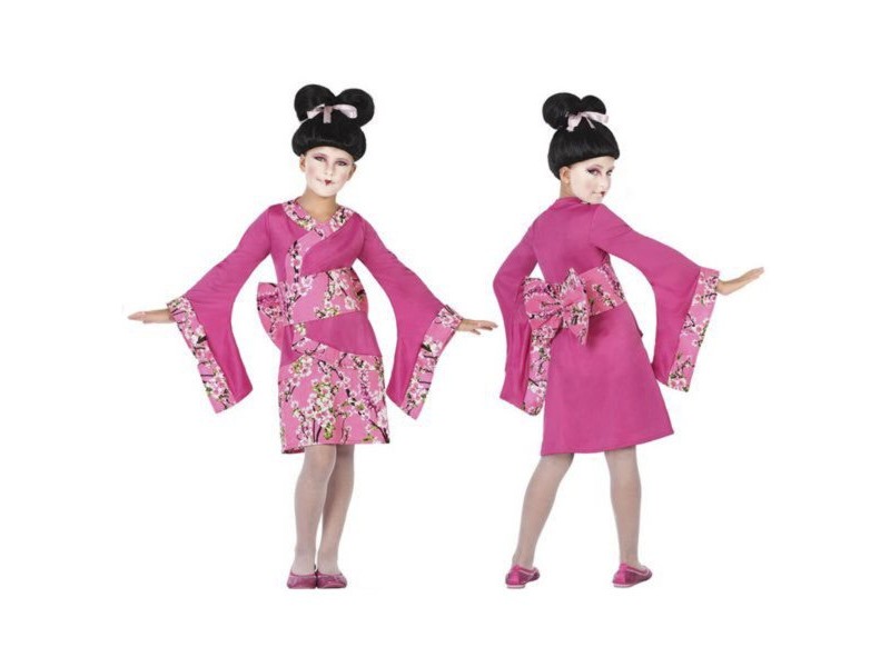 Маскировъчен костюм за деца Гейша Фуксия розов (3 Pcs)