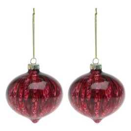 Коледни топки (2 pcs) 112490 Кафяв Червен 8 cm (2 броя)