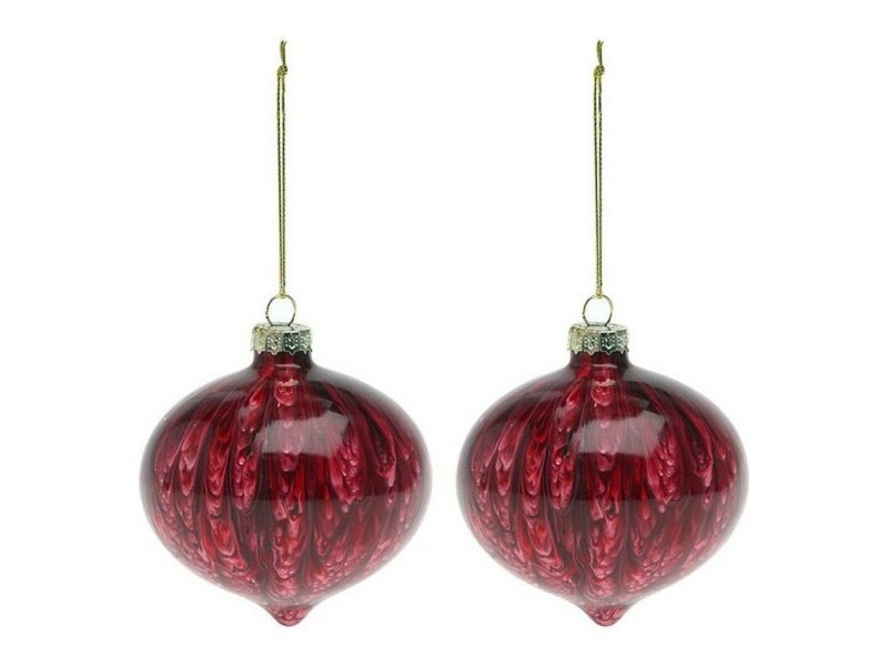 Коледни топки (2 pcs) 112490 Кафяв Червен 8 cm (2 броя)