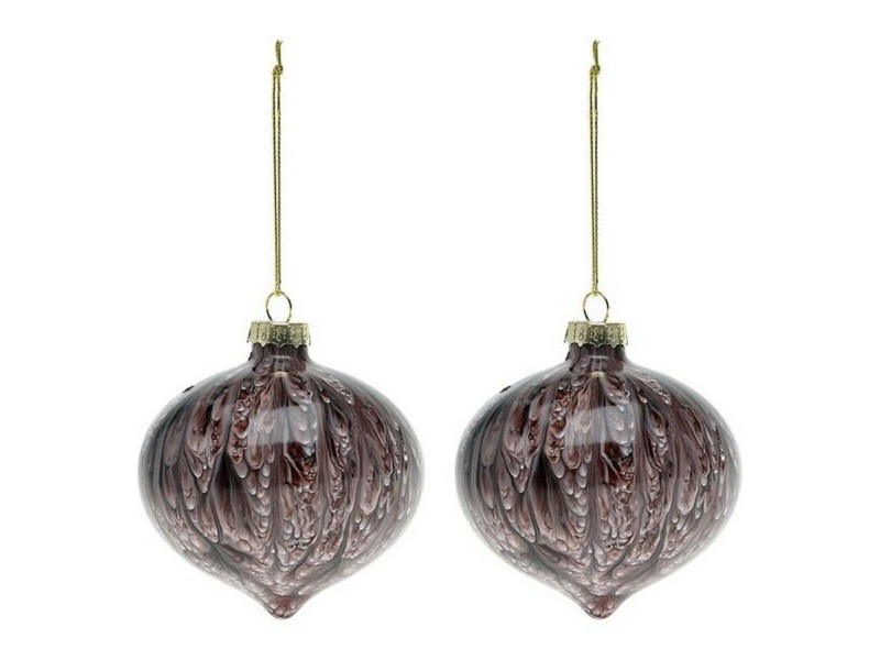 Коледни топки (2 pcs) 112490 Кафяв Червен 8 cm (2 броя)