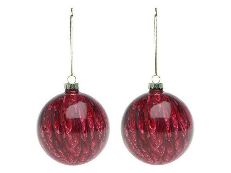 Коледни топки (2 pcs) 113572 Кафяв Червен 8 cm (2 броя)
