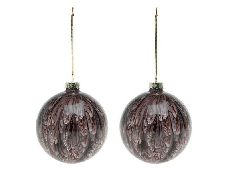 Коледни топки (2 pcs) 113572 Кафяв Червен 8 cm (2 броя)