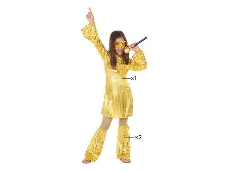 Маскировъчен костюм за деца Disco Златен (2 Части) (3 pcs)