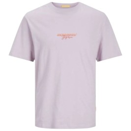 Мъжка тениска с къс ръкав Jack & Jones JORARUBA PUFF BRANDING TEE SS CREW NECK 12255557 Лилав