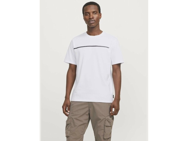 Мъжка тениска с къс ръкав Jack & Jones JCOFUSION FULL BRANDING 12273120 Бял