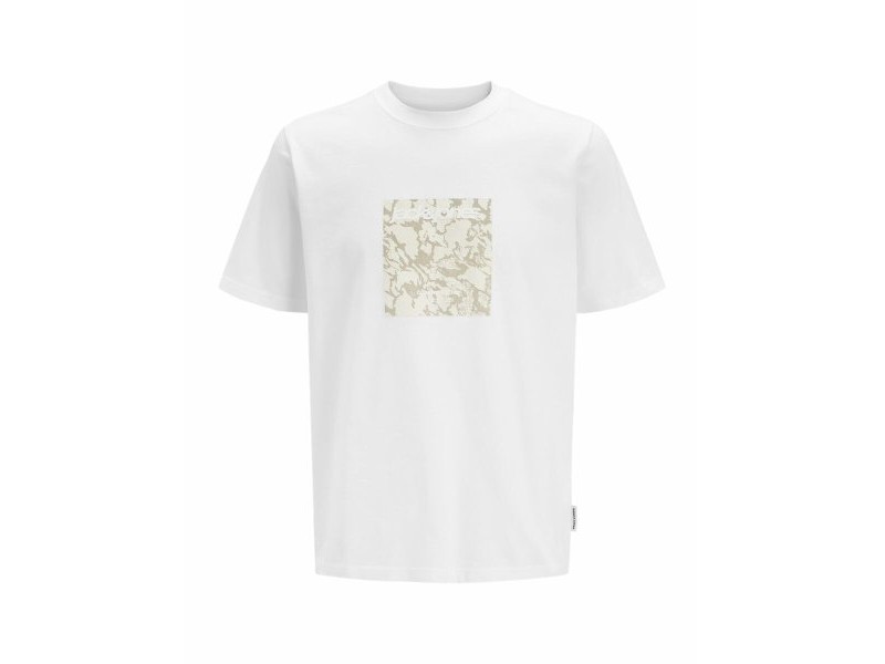 Мъжка тениска с къс ръкав Jack & Jones JCOTARMAC CAMO FRONT TEE 12273239 Бял