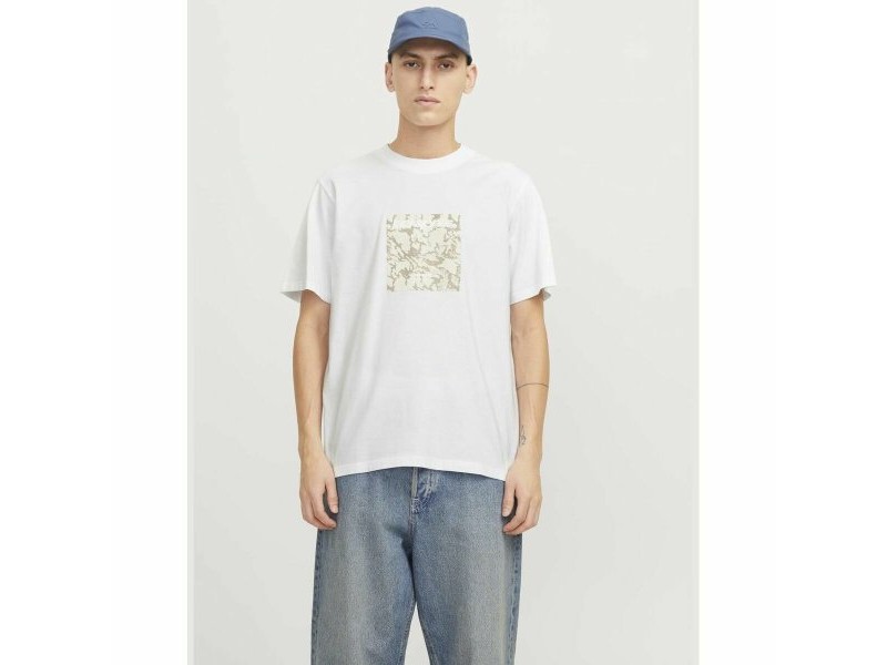 Мъжка тениска с къс ръкав Jack & Jones JCOTARMAC CAMO FRONT TEE 12273239 Бял