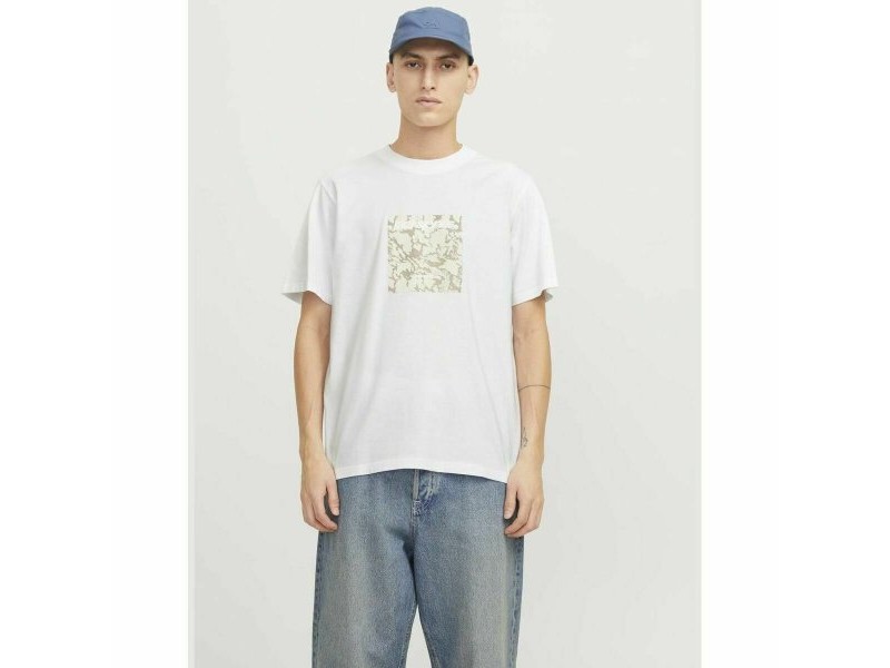 Мъжка тениска с къс ръкав Jack & Jones JCOTARMAC CAMO FRONT TEE 12273239 Бял