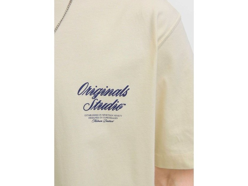 Мъжка тениска с къс ръкав Jack & Jones JORNORREBRO TYPO TEE SS CREW NECK NOOS 12282898 Бежов