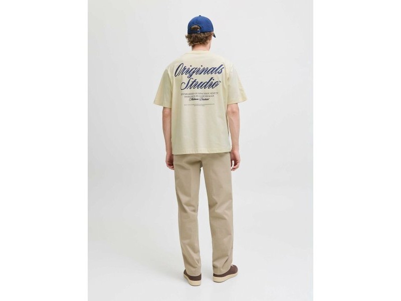 Мъжка тениска с къс ръкав Jack & Jones JORNORREBRO TYPO TEE SS CREW NECK NOOS 12282898 Бежов