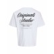 Мъжка тениска с къс ръкав Jack & Jones JORNORREBRO TYPO TEE SS CREW NECK NOOS 12282898 Бял