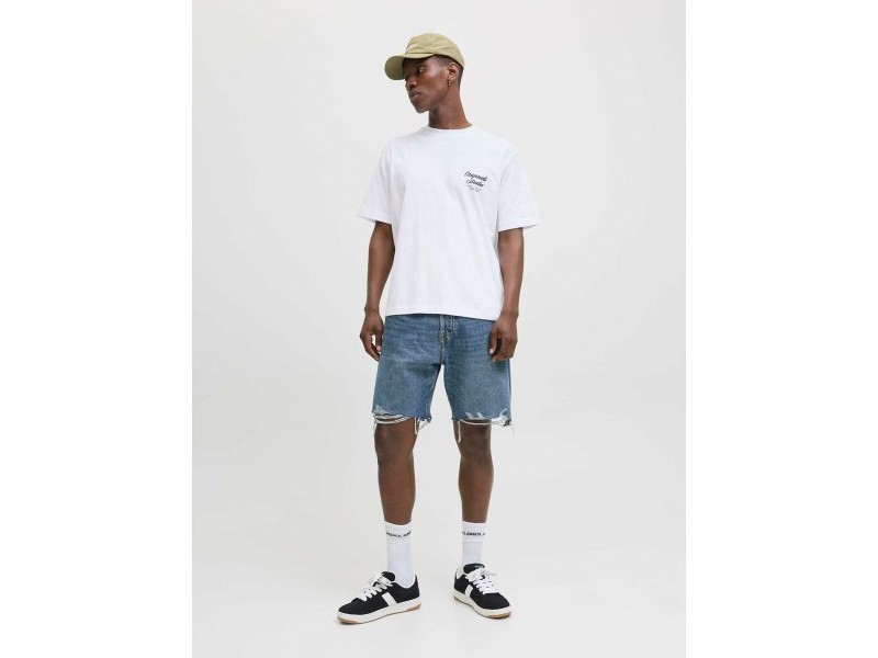 Мъжка тениска с къс ръкав Jack & Jones JORNORREBRO TYPO TEE SS CREW NECK NOOS 12282898 Бял
