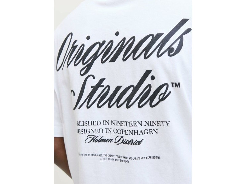 Мъжка тениска с къс ръкав Jack & Jones JORNORREBRO TYPO TEE SS CREW NECK NOOS 12282898 Бял