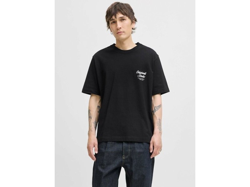 Мъжка тениска с къс ръкав Jack & Jones JORNORREBRO TYPO TEE SS CREW NECK NOOS 12282898 Черен