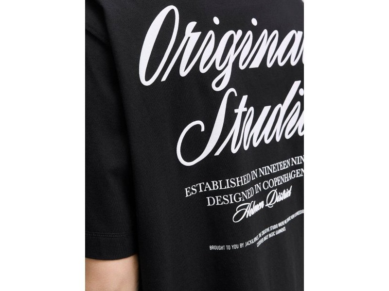 Мъжка тениска с къс ръкав Jack & Jones JORNORREBRO TYPO TEE SS CREW NECK NOOS 12282898 Черен
