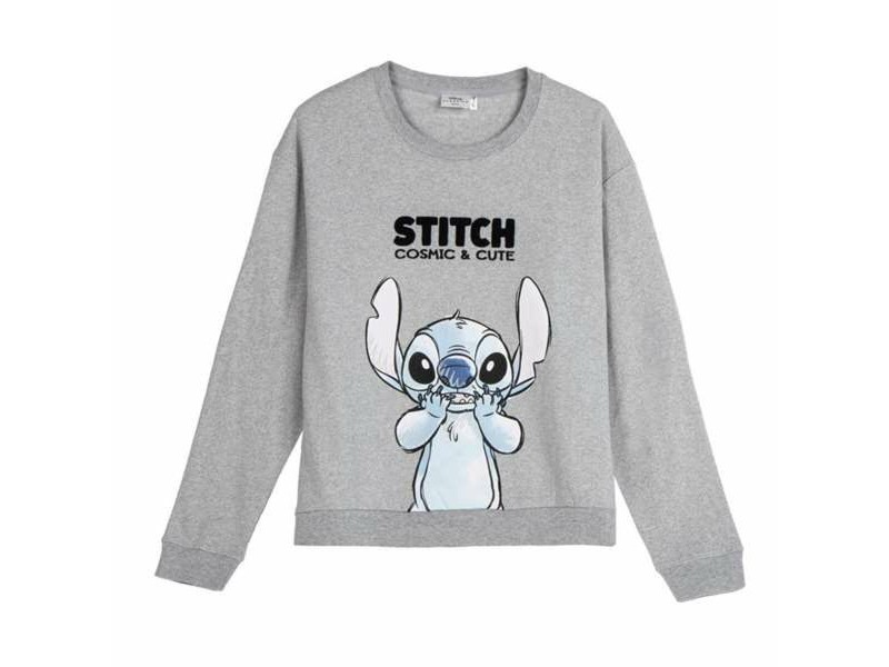 Унисекс суичър без качулка Stitch Сив