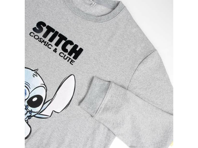 Унисекс суичър без качулка Stitch Сив