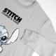 Унисекс суичър без качулка Stitch Сив
