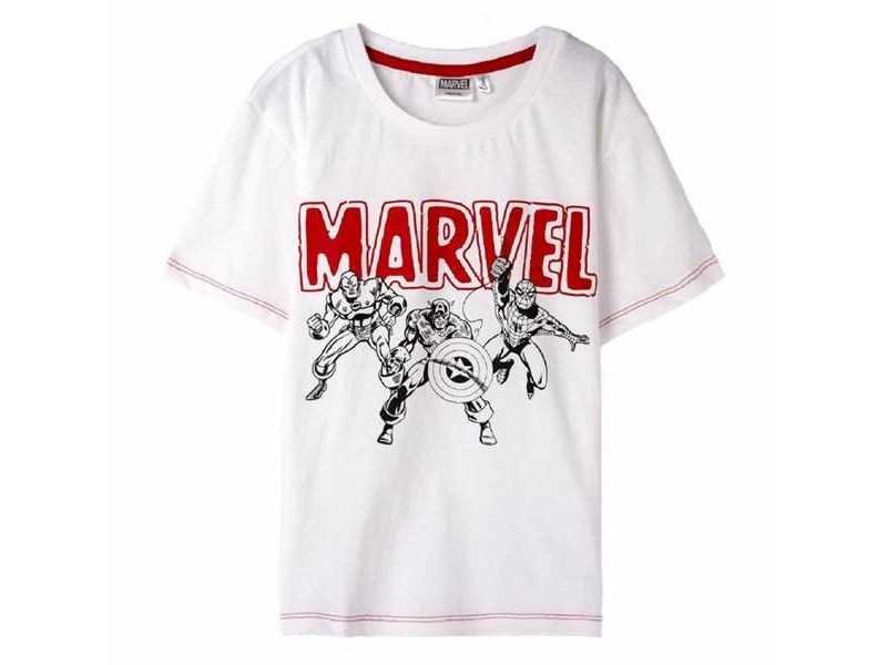 Детска тениска с къс ръкав Marvel Бял