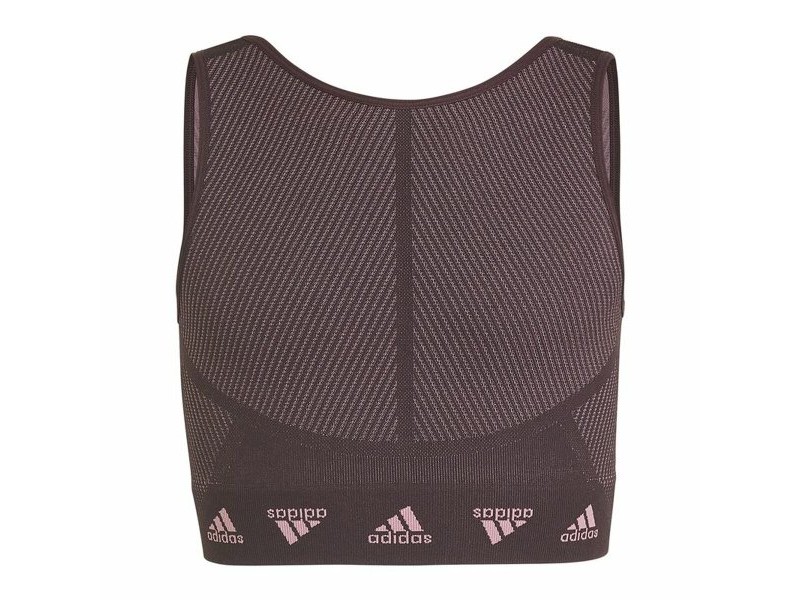 Спортен Сутиен Adidas  Aeroknit Seamless Кестен Тъмно червен