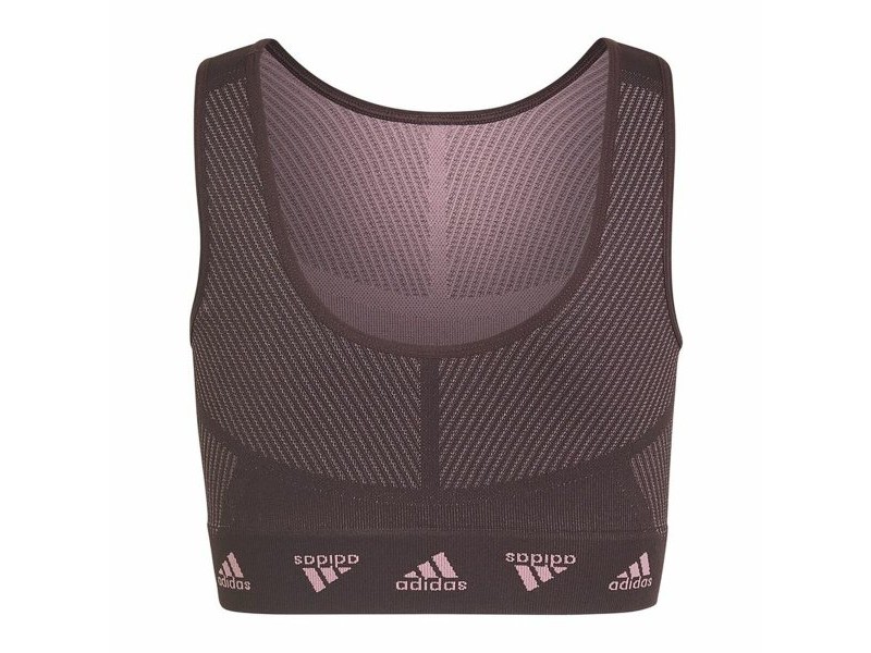 Спортен Сутиен Adidas  Aeroknit Seamless Кестен Тъмно червен