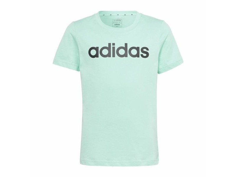 Детски Тениска с къс ръкав Adidas Linear Logo Зелен Аквамарин