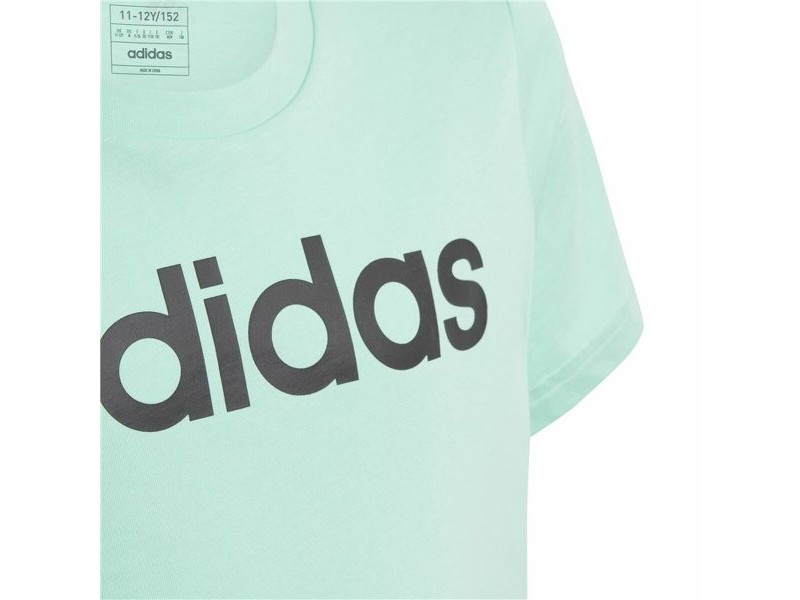 Детски Тениска с къс ръкав Adidas Linear Logo Зелен Аквамарин