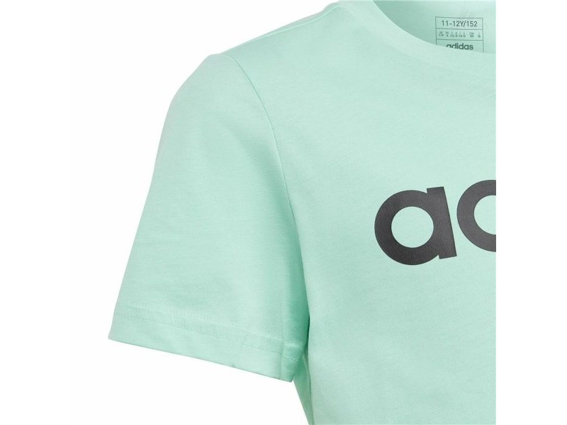 Детски Тениска с къс ръкав Adidas Linear Logo Зелен Аквамарин