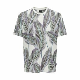 Мъжка тениска с къс ръкав Only & Sons Onskobe Reg Banana Leaf Син Бял