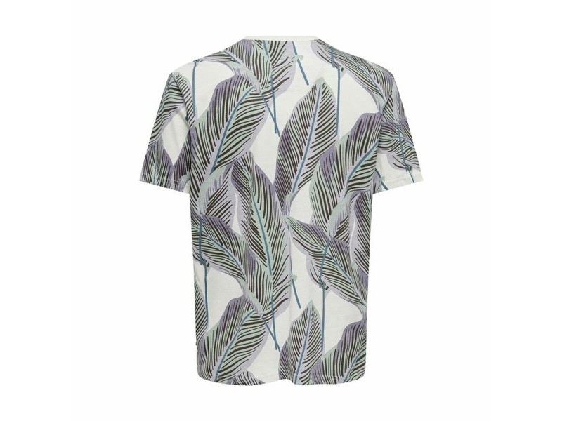Мъжка тениска с къс ръкав Only & Sons Onskobe Reg Banana Leaf Син Бял