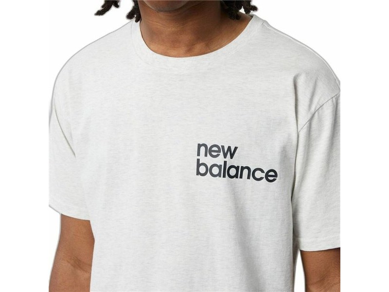 Мъжка тениска с къс ръкав New Balance Nb Essentials Graphic 1 Sah Бял