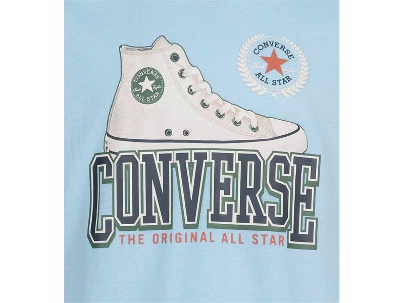 Детски Тениска с къс ръкав Converse Script Sneaker Gfx Небесно синьо