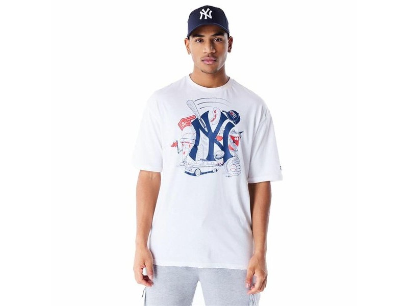 Мъжка тениска с къс ръкав New Era MLB FOOD GRPHC OS New York Yankees Бял