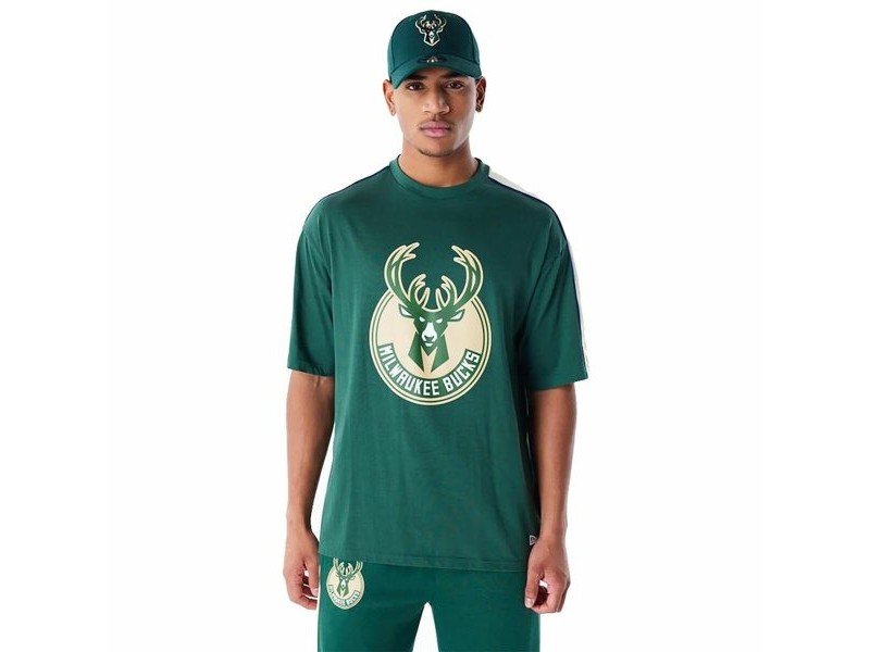 Мъжка тениска с къс ръкав New Era NBA PANEL OS Milwaukee Bucks Светло Зелено