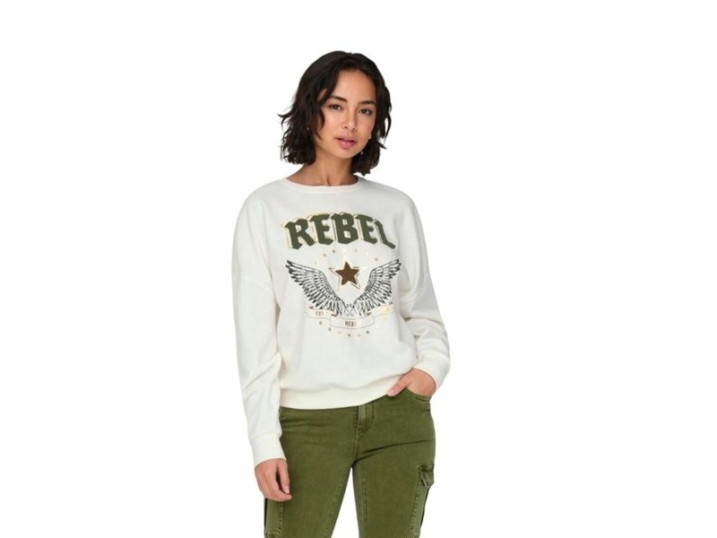 Дамски суичър без качулка Only Onllayla L/S Wings Бял