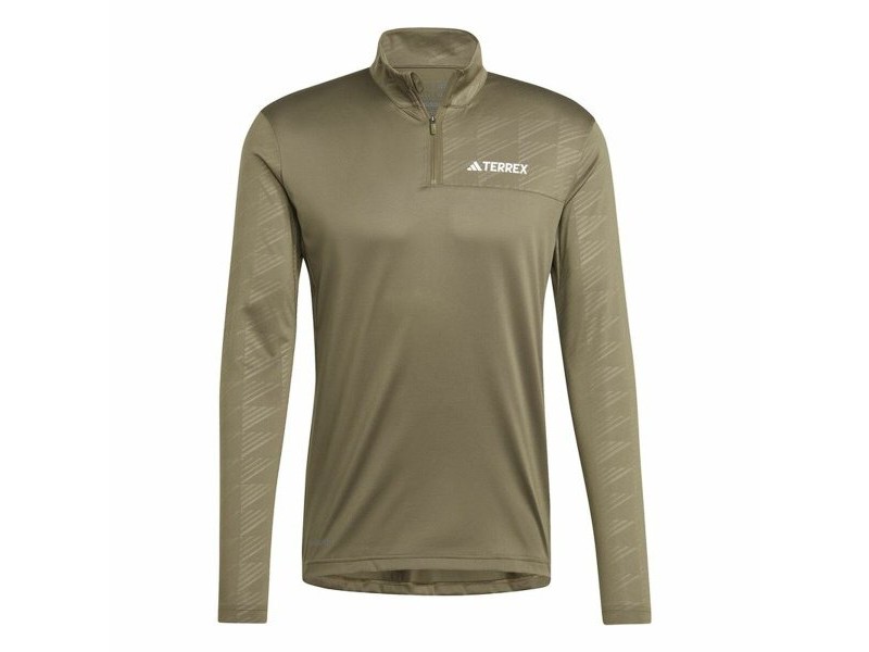 Мъжки суичър без качулка Adidas Mt Half Zi Ls Кафяв