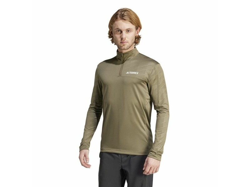 Мъжки суичър без качулка Adidas Mt Half Zi Ls Кафяв