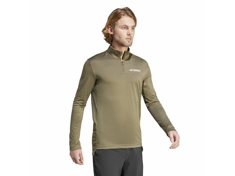 Мъжки суичър без качулка Adidas Mt Half Zi Ls Кафяв