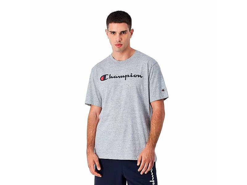 Мъжка тениска с къс ръкав Champion Crewneck Светло сив Мъжка тениска с къс ръкав Champion Crewneck Светло сив