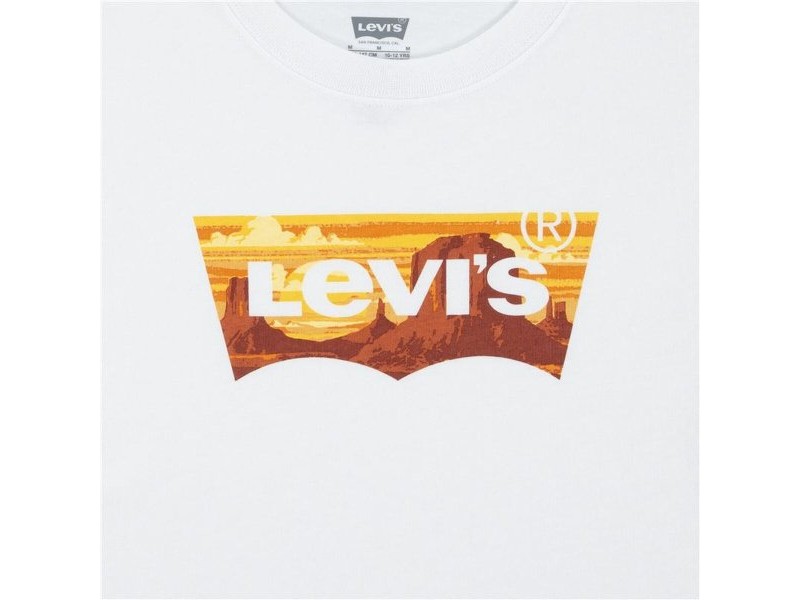 Детски Тениска с къс ръкав Levi's Lvb Golden Glow Batwing Бял